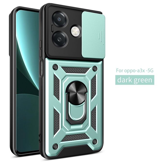 Luxury Slide Camera Lens Case For OPPO A3/ A3X/ A40 Shockproof Bumper Cover vehicle-mounted Magnetic Kickstand Cover
