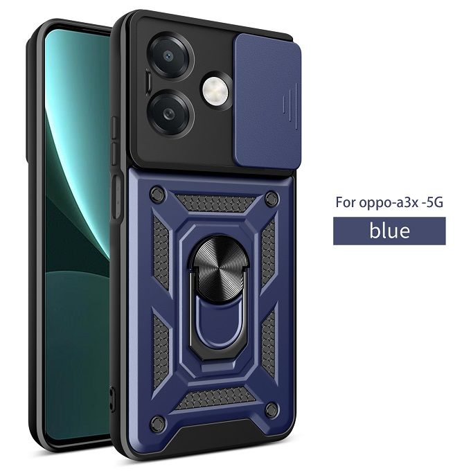 Luxury Slide Camera Lens Case For OPPO A3/ A3X/ A40 Shockproof Bumper Cover vehicle-mounted Magnetic Kickstand Cover
