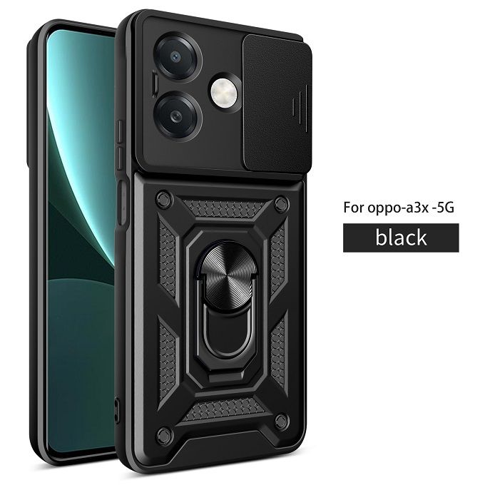 Luxury Slide Camera Lens Case For OPPO A3/ A3X/ A40 Shockproof Bumper Cover vehicle-mounted Magnetic Kickstand Cover