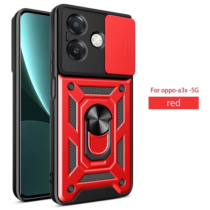 Luxury Slide Camera Lens Case For OPPO A3/ A3X/ A40 Shockproof Bumper Cover vehicle-mounted Magnetic Kickstand Cover