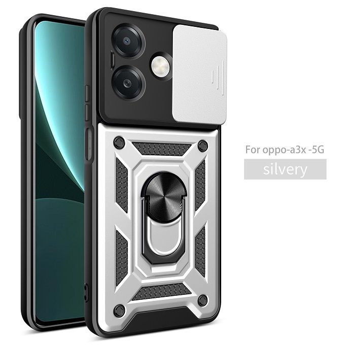 Luxury Slide Camera Lens Case For OPPO A3/ A3X/ A40 Shockproof Bumper Cover vehicle-mounted Magnetic Kickstand Cover