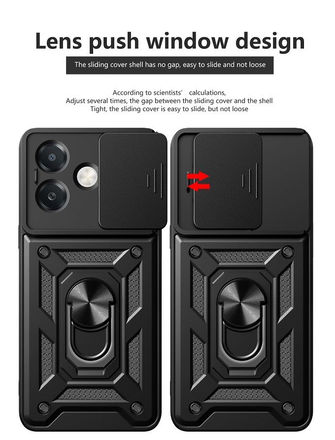 Luxury Slide Camera Lens Case For OPPO A3/ A3X/ A40 Shockproof Bumper Cover vehicle-mounted Magnetic Kickstand Cover