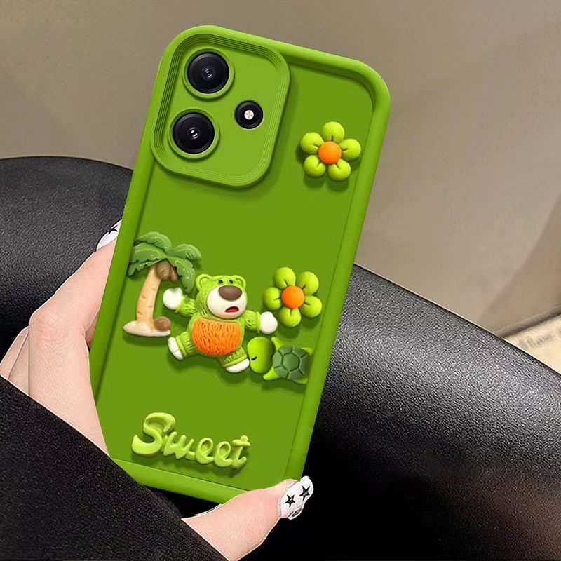 Fashionable Cute Strawberry Bear Silicone Phone Case For OPPO A3/ A3X/A40 Cartoon Protective Case
