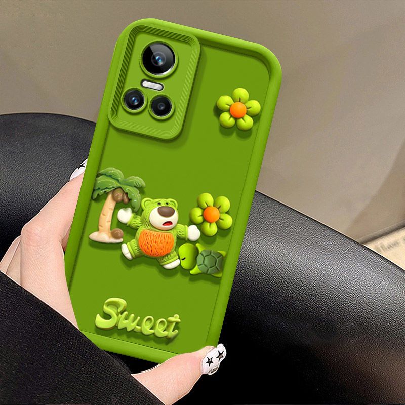 Fashionable Cute Strawberry Bear Silicone Phone Case For OPPO Reno 10/Reno 10 Pro Cartoon Protective Case