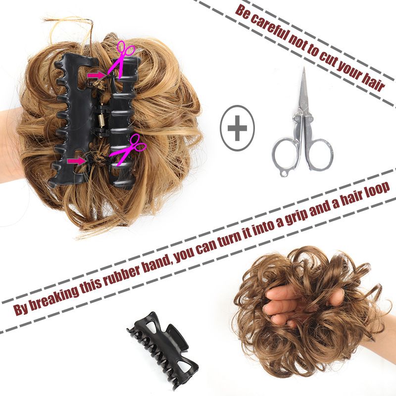 Wig hair band headdress amazon scrunchy clip hair bun bud pill head 15cm50g messy hair band hair bow