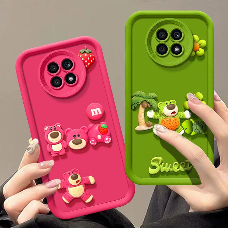 Fashionable Cute Strawberry Bear Silicone Phone Case For Honor X20 Cartoon Protective Case