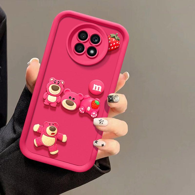 Fashionable Cute Strawberry Bear Silicone Phone Case For Honor X20 Cartoon Protective Case