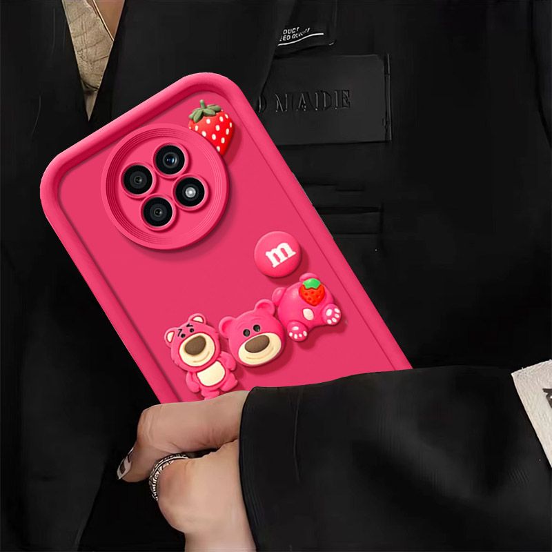 Fashionable Cute Strawberry Bear Silicone Phone Case For Honor X20 Cartoon Protective Case