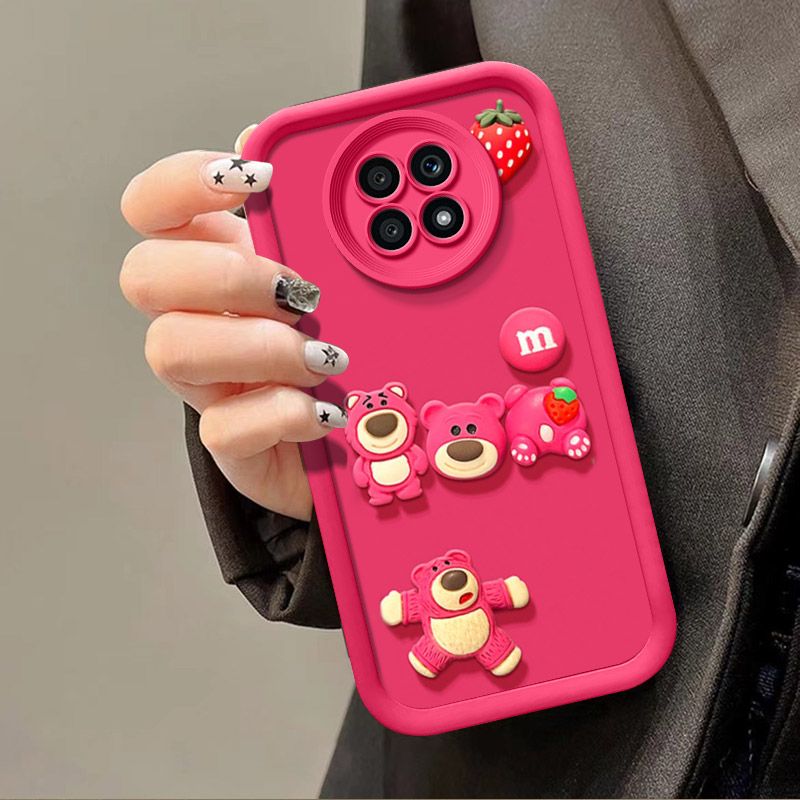 Fashionable Cute Strawberry Bear Silicone Phone Case For Honor X20 Cartoon Protective Case