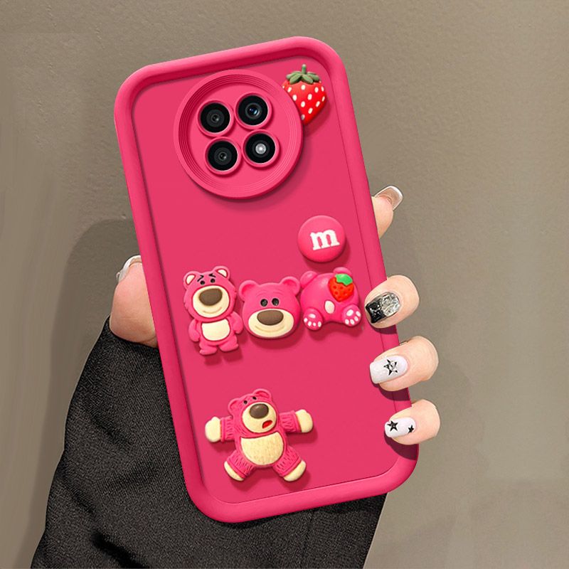 Fashionable Cute Strawberry Bear Silicone Phone Case For Honor X20 Cartoon Protective Case