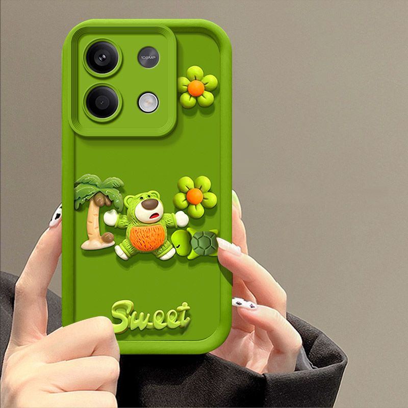 Fashionable Cute Strawberry Bear Silicone Phone Case For Xiaomi Redmi Note 13 Pro 4G (Not 5G)  Cartoon Protective Case