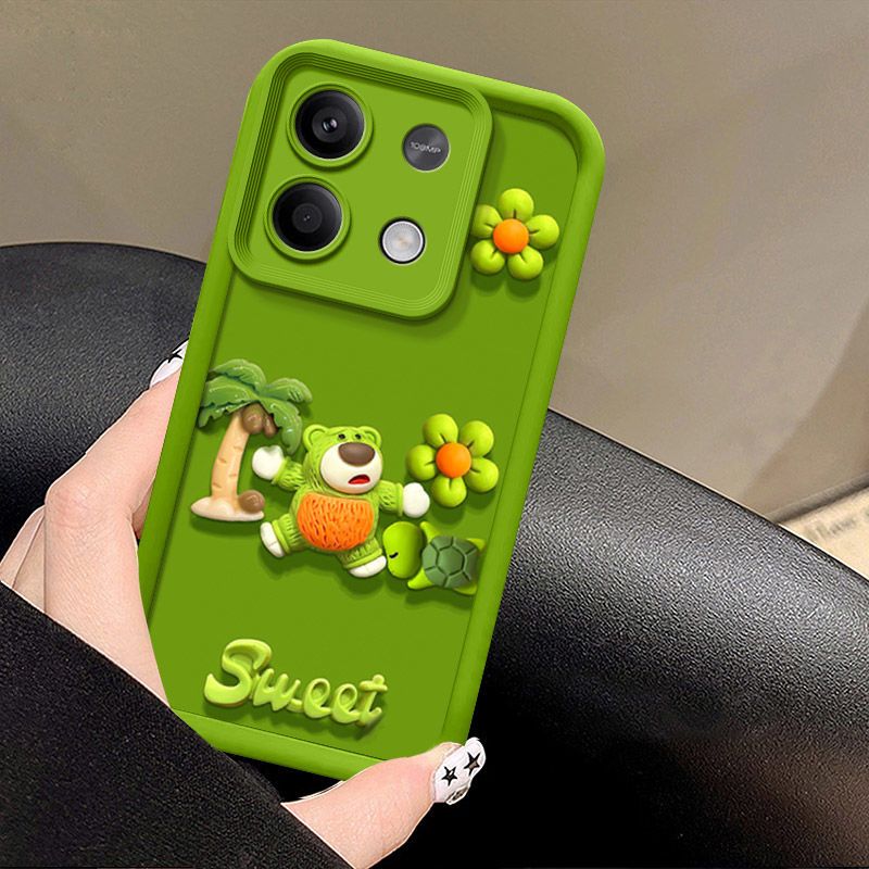 Fashionable Cute Strawberry Bear Silicone Phone Case For Xiaomi Redmi Note 13 Pro 4G (Not 5G)  Cartoon Protective Case