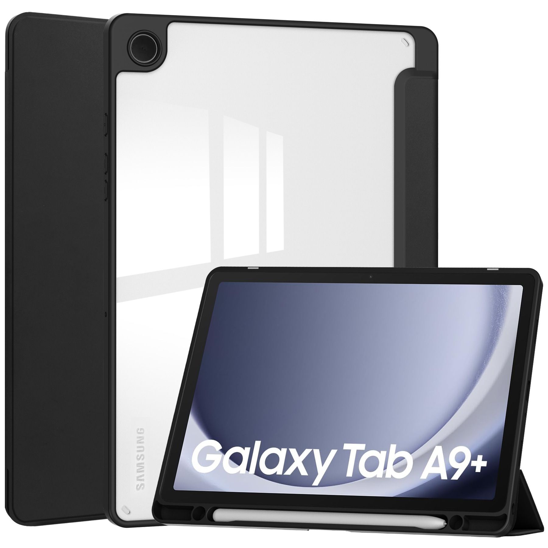 Tablet Case for Samsung Galaxy Tab A9 Plus Case with Pen Holder (Stand + Auto Sleep/Wake) Shockproof Clear Case for Samsung Galaxy Tab A9 Plus