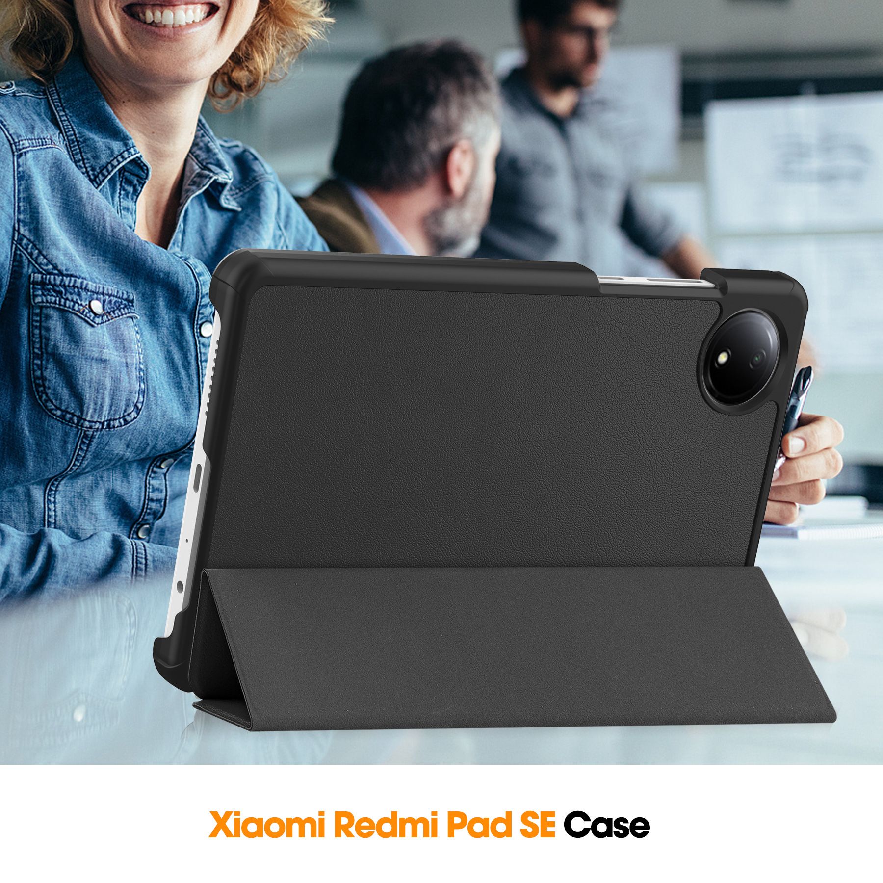 Tablet Case for Redmi Pad SE 8.7'' Soft TPU Tri-Fold Stand Protective Tablet Cover