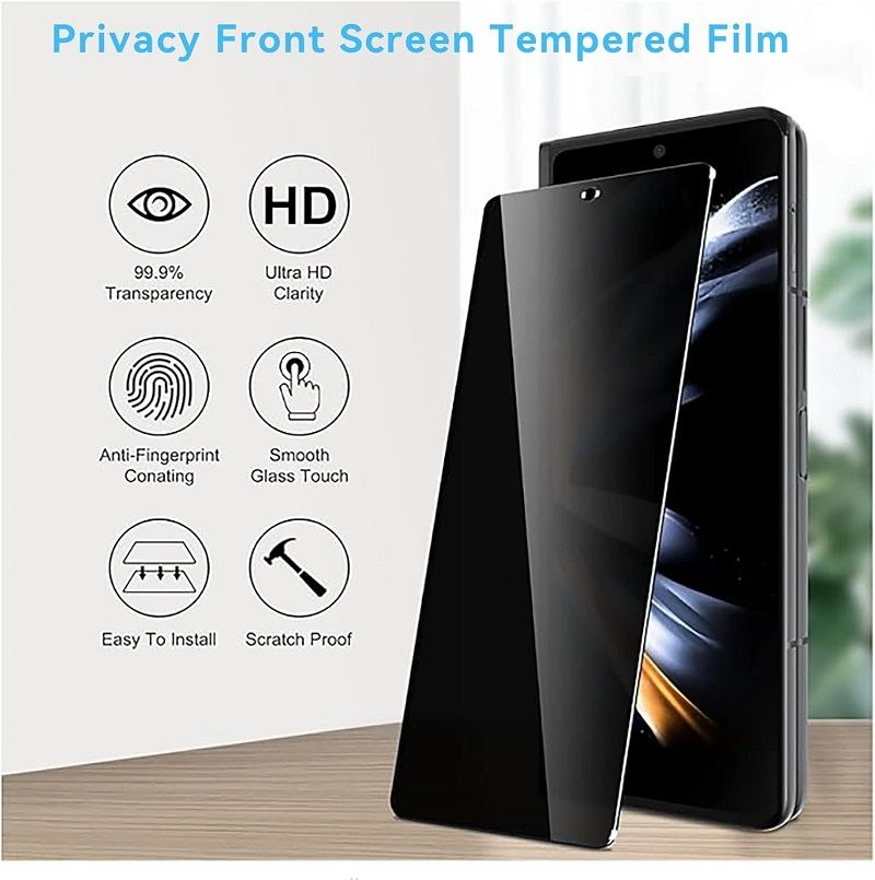 [2 Pcs] for Samsung Galaxy Z Fold 6 5G Privacy Screen Protector,Anti Spy 9H Hardness Friendly Tempered Glass Screen Protector