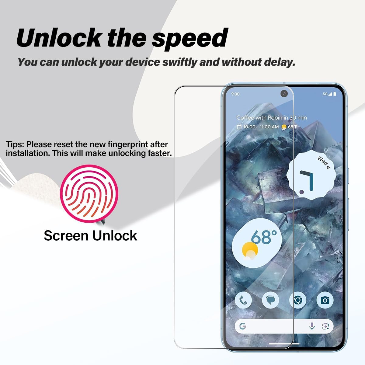for Google Pixel 8 Pro Tempered Glass Screen Protector + Camera Lens Protector [ 2 + 2 Pcs ] [Fingerprint Unlocked] [Anti-scratch] [Case Friendly] Clear HD Protective Film
