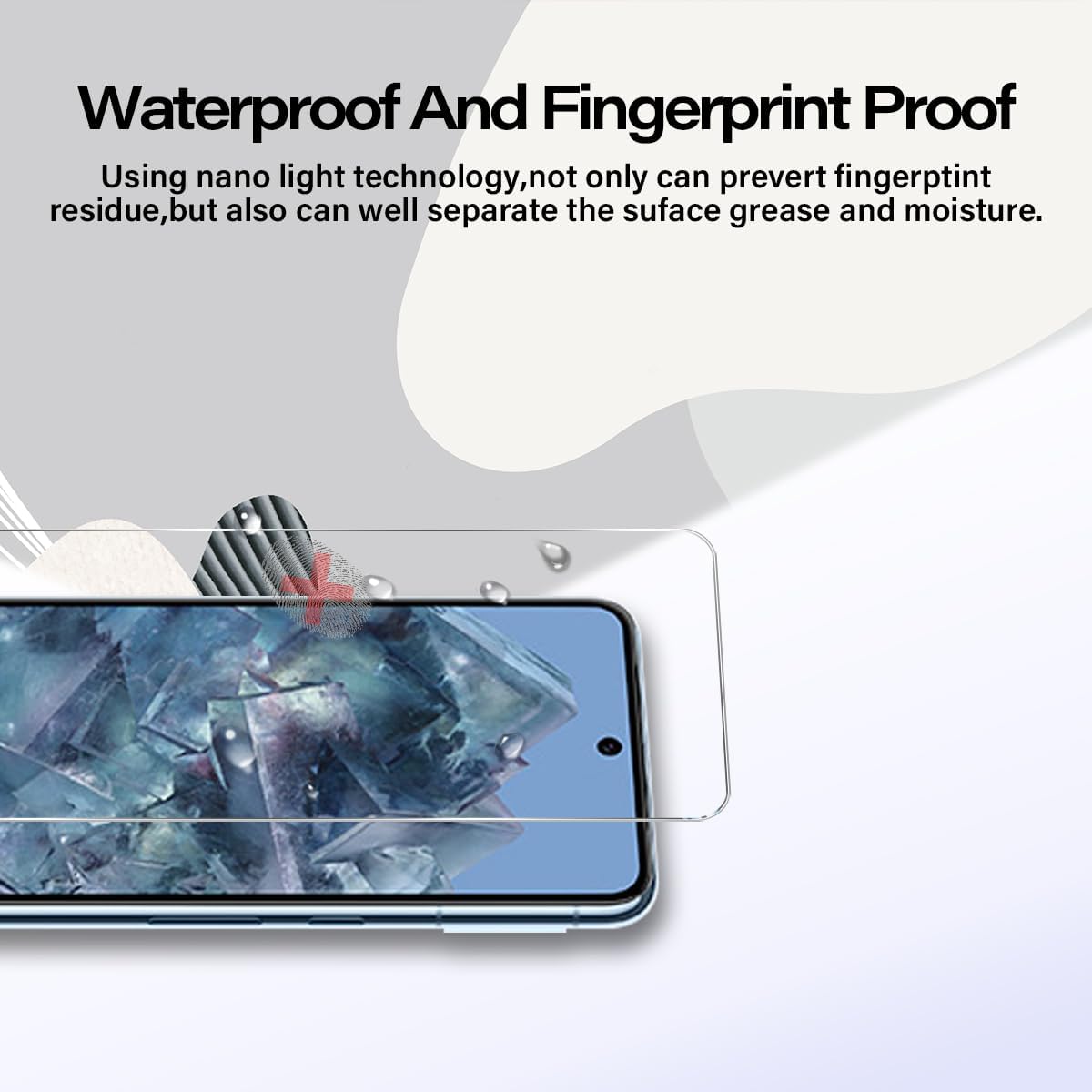 for Google Pixel 8 Pro Tempered Glass Screen Protector + Camera Lens Protector [ 2 + 2 Pcs ] [Fingerprint Unlocked] [Anti-scratch] [Case Friendly] Clear HD Protective Film