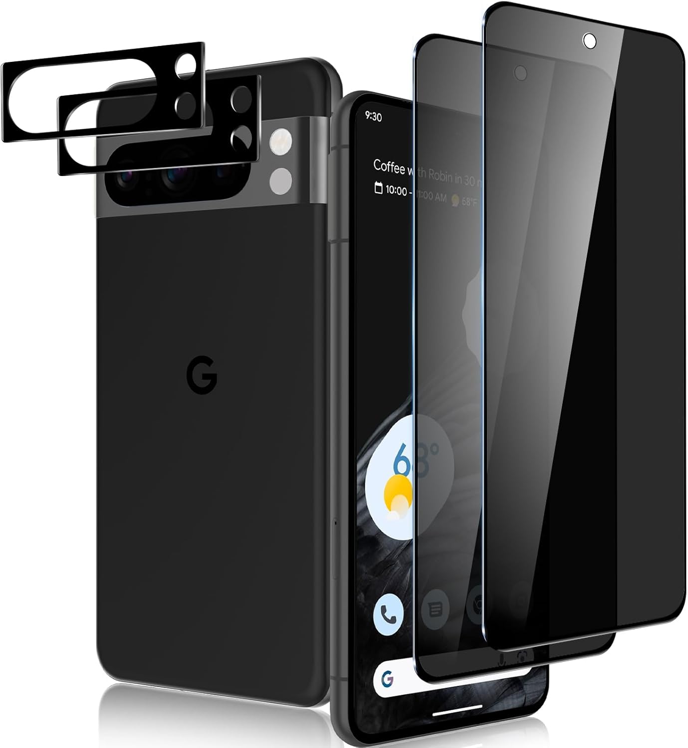 [2+2 Pack] for Google Google Pixel 8 Pro Privacy Screen Protector and Camera Lens Protector,9H Tempered Glass,Anti Spy,HD Scratch and Shatter Resistant