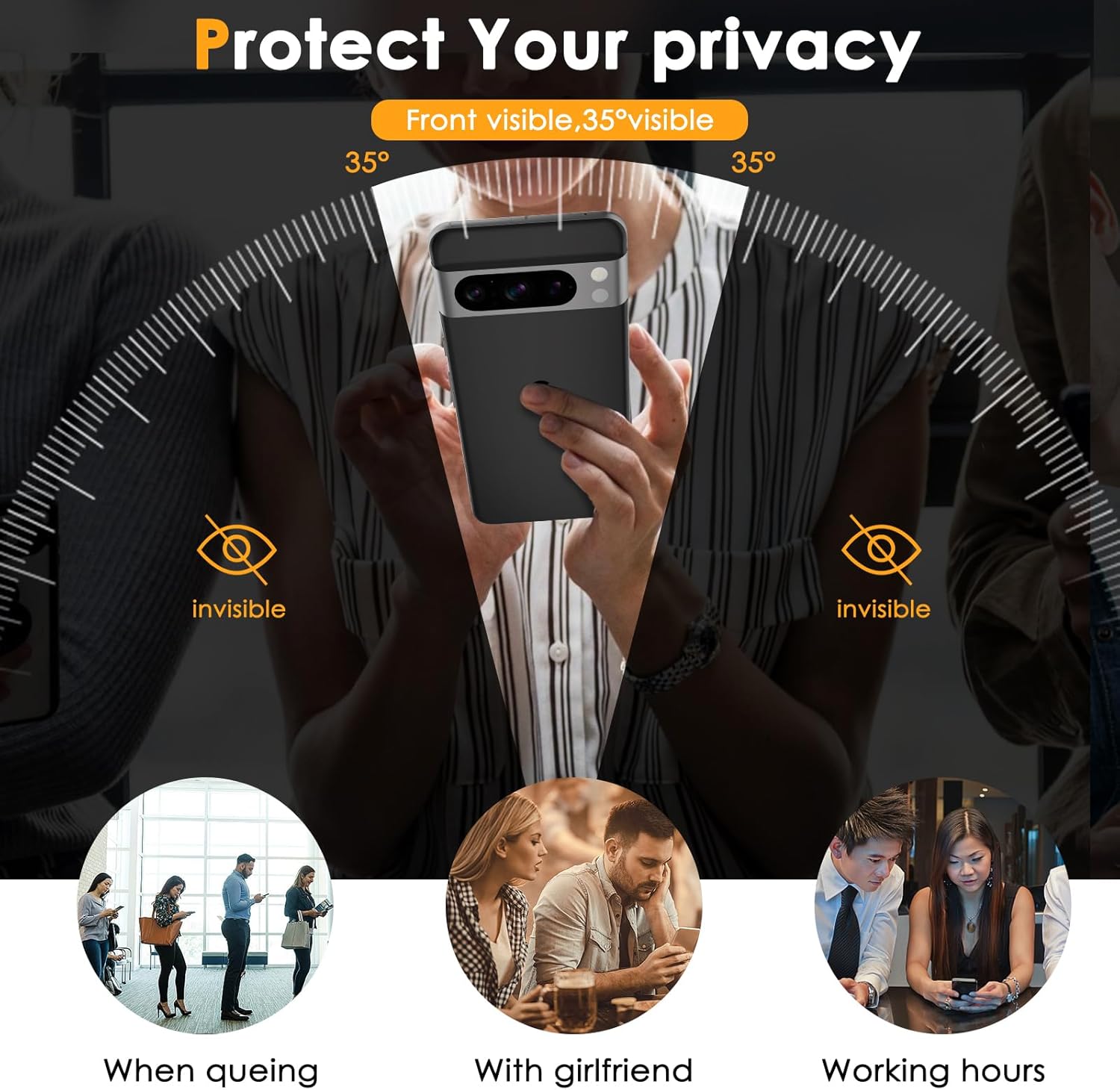 [2+2 Pack] for Google Google Pixel 8 Pro Privacy Screen Protector and Camera Lens Protector,9H Tempered Glass,Anti Spy,HD Scratch and Shatter Resistant