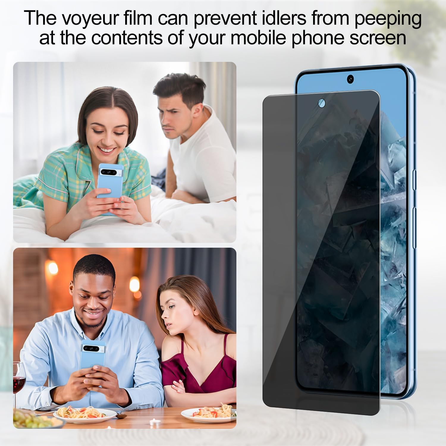 [2+2 Pack] for Google Google Pixel 8 Pro Privacy Screen Protector and Camera Lens Protector,9H Tempered Glass,Anti Spy,HD Scratch and Shatter Resistant