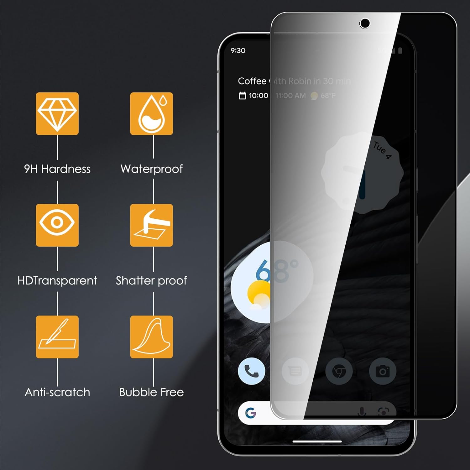 2-Pack Privacy Screen Protector for Google Google Pixel 8 7 9 Pro,Pixel 8a 7a 6a [Anti-Spy Tempered Glass] Protective Film