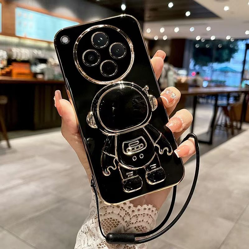 Phone Case for OPPO Find X8 6.59" Case Silicone TPU Plating Cover Cute Astronaut Pattern Phone Case with Stand