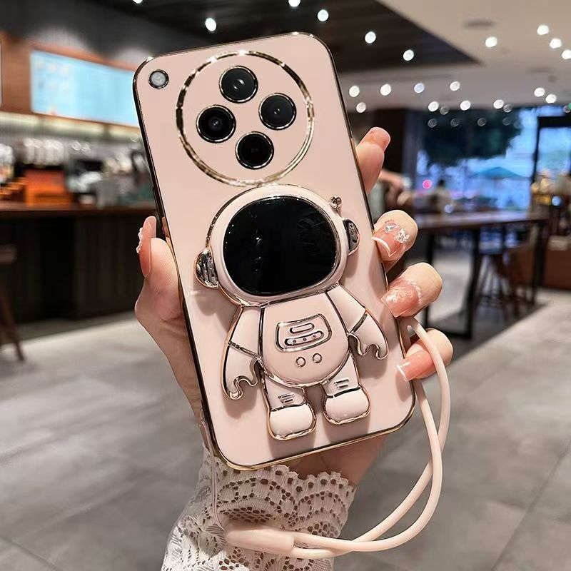 Phone Case for OPPO Find X8 Pro 6.78" Case Silicone TPU Plating Cover Cute Astronaut Pattern Phone Case with Stand