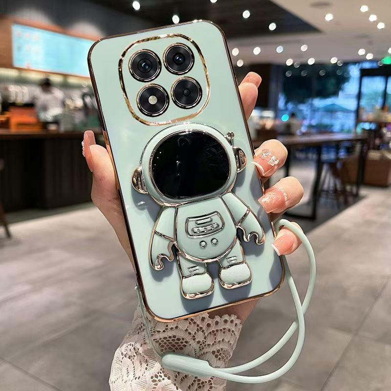 Phone Case for Xiaomi Redmi Note 14 Pro Plus (5G) Case Silicone TPU Plating Cover Cute Astronaut Pattern Phone Case with Stand