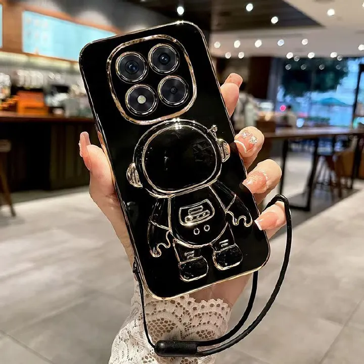 Phone Case for Xiaomi Redmi Note 14 Pro Plus (5G) Case Silicone TPU Plating Cover Cute Astronaut Pattern Phone Case with Stand