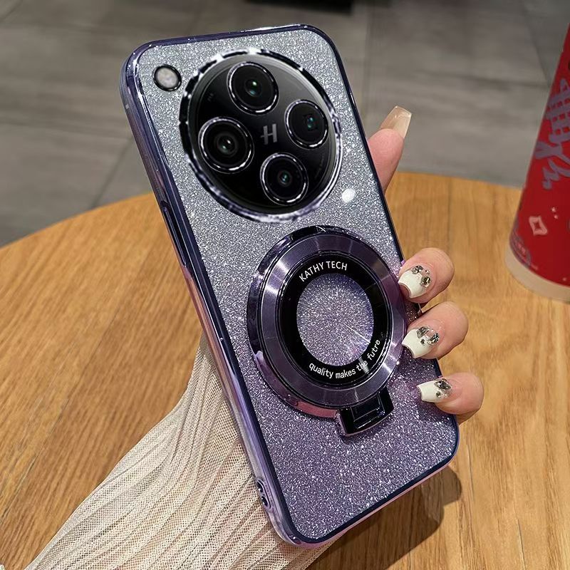Luxury Transparent Glitter Powder Protective Cover For OPPO Find X8, X8 Pro Magnetic Support Phone Case