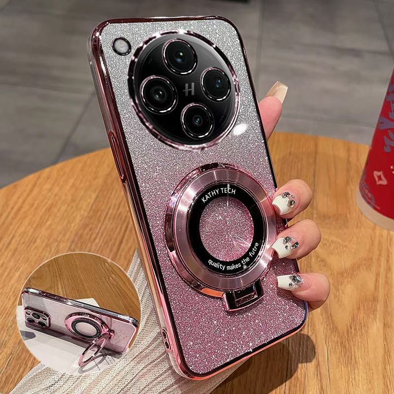 Luxury Transparent Glitter Powder Protective Cover For OPPO Find X8, X8 Pro Magnetic Support Phone Case