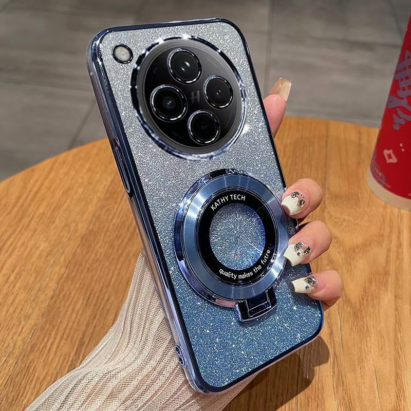 Luxury Transparent Glitter Powder Protective Cover For OPPO Find X8, X8 Pro Magnetic Support Phone Case