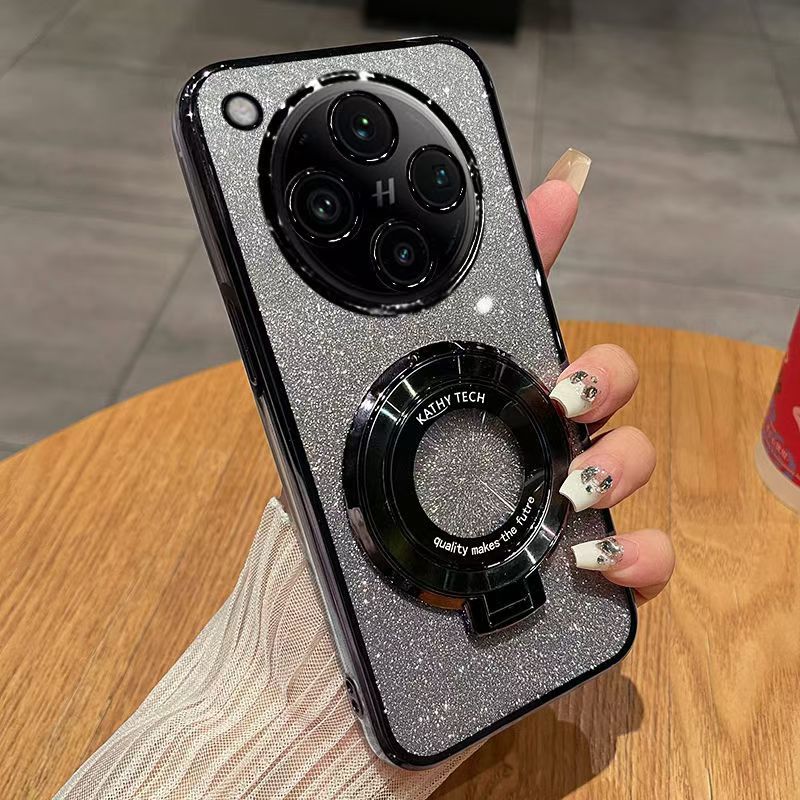 Luxury Transparent Glitter Powder Protective Cover For OPPO Find X8, X8 Pro Magnetic Support Phone Case