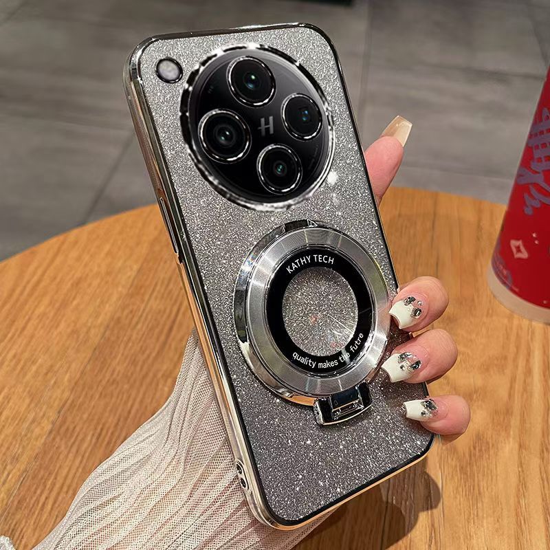 Luxury Transparent Glitter Powder Protective Cover For OPPO Find X8, X8 Pro Magnetic Support Phone Case