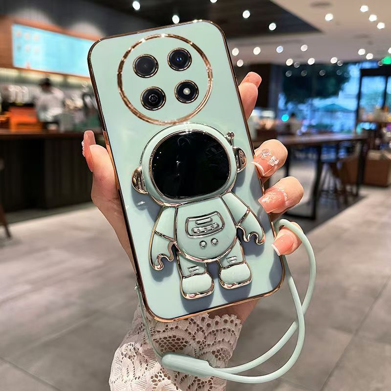 Phone Case for Huawei Nova 12i Case Silicone TPU Plating Cover Cute Astronaut Pattern Phone Case with Stand