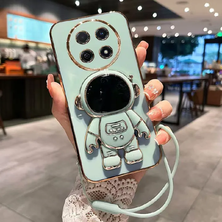Phone Case for Huawei Nova 12i Case Silicone TPU Plating Cover Cute Astronaut Pattern Phone Case with Stand