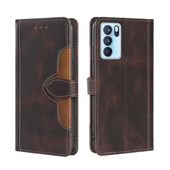 Wallet PU Leather Flip Cover For OPPO Reno 6 Pro 5G Vintage Leather Durable Protective Cover