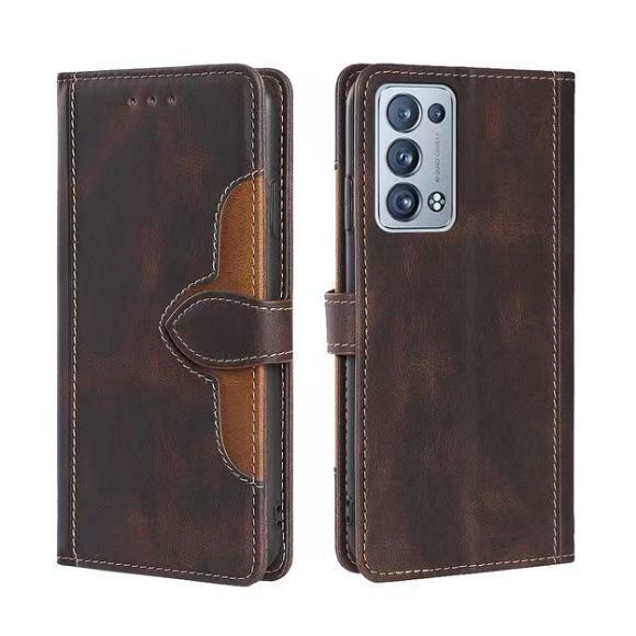 Wallet PU Leather Flip Cover For OPPO Reno 6 Pro Plus 5G Vintage Leather Durable Protective Cover