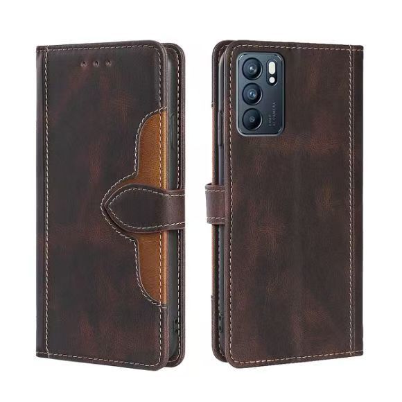 Wallet PU Leather Flip Cover For OPPO Reno 6 5G Vintage Leather Durable Protective Cover
