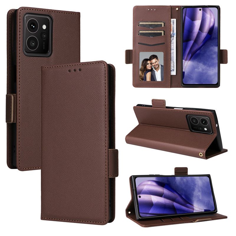 Wallet Flip Cover for HMD Skyline Case Lychee Pattern Leather Magnetic Flip Folio Stand Phone Cover with Card Holder