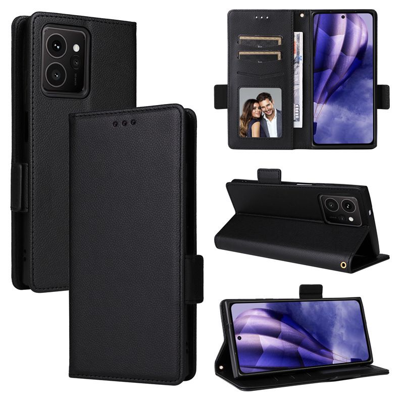 Wallet Flip Cover for HMD Skyline Case Lychee Pattern Leather Magnetic Flip Folio Stand Phone Cover with Card Holder