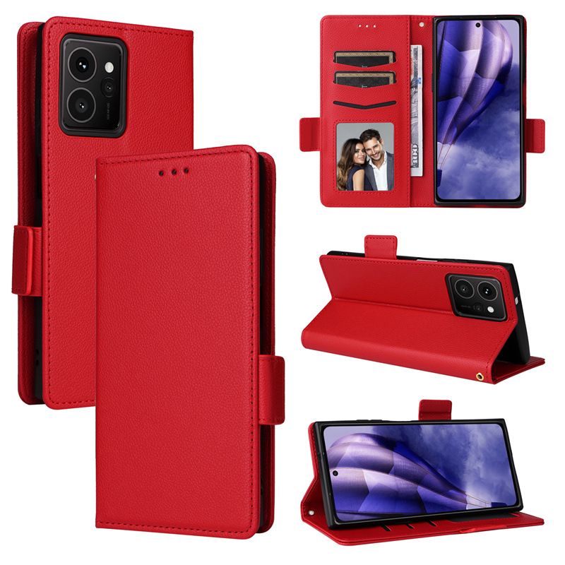 Wallet Flip Cover for HMD Skyline Case Lychee Pattern Leather Magnetic Flip Folio Stand Phone Cover with Card Holder