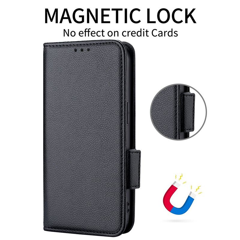 Wallet Flip Cover for HMD Skyline Case Lychee Pattern Leather Magnetic Flip Folio Stand Phone Cover with Card Holder