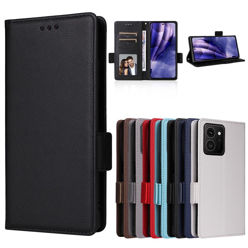 Wallet Flip Cover for HMD Skyline Case Lychee Pattern Leather Magnetic Flip Folio Stand Phone Cover with Card Holder