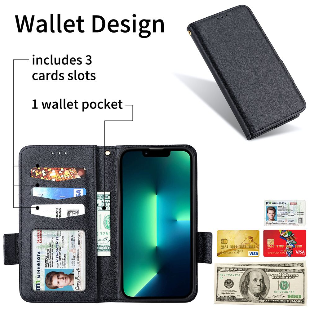 Wallet Flip Cover for HMD Skyline Case Lychee Pattern Leather Magnetic Flip Folio Stand Phone Cover with Card Holder
