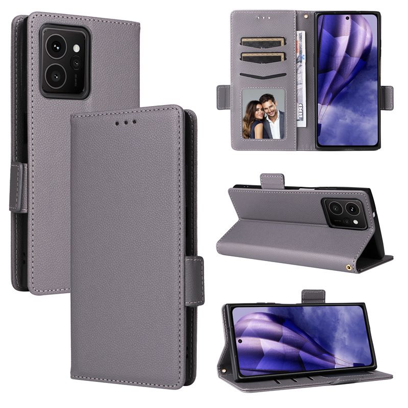 Wallet Flip Cover for HMD Skyline Case Lychee Pattern Leather Magnetic Flip Folio Stand Phone Cover with Card Holder