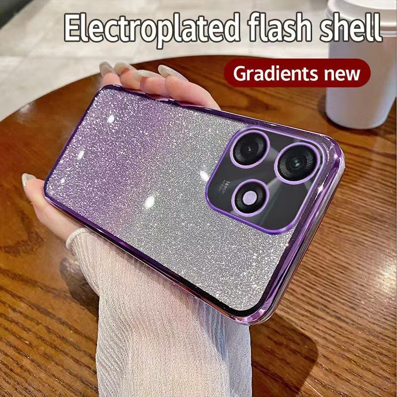 Phone Case for Tecno Spark 10 4G/ Spark 10C Glitter Transparent Silicone Electroplated Protective Shockproof Cover