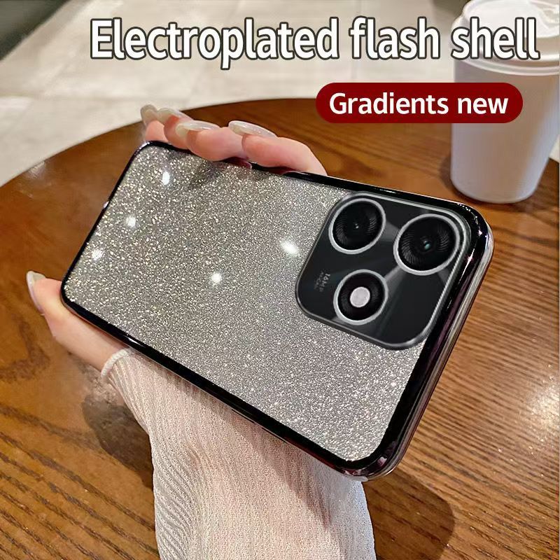 Phone Case for Tecno Spark 10 4G/ Spark 10C Glitter Transparent Silicone Electroplated Protective Shockproof Cover