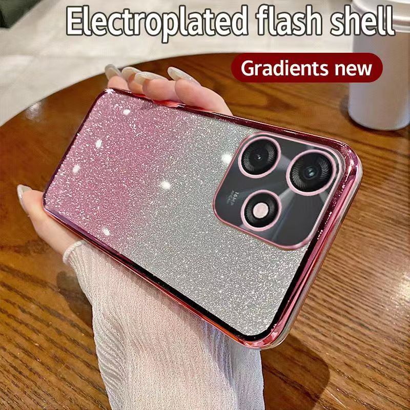 Phone Case for Tecno Spark 10 4G/ Spark 10C Glitter Transparent Silicone Electroplated Protective Shockproof Cover