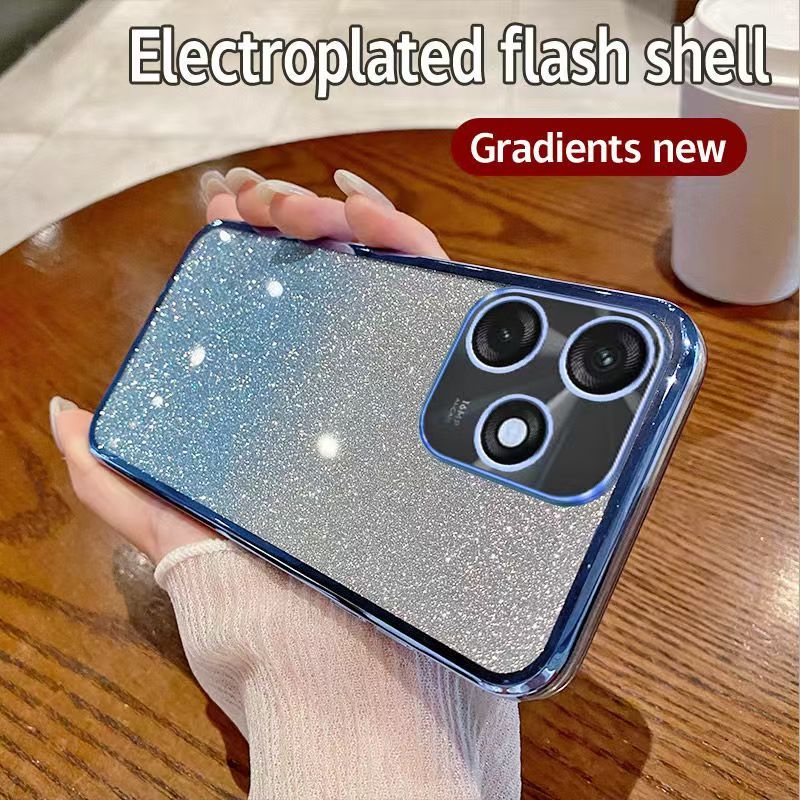 Phone Case for Tecno Spark 10 4G/ Spark 10C Glitter Transparent Silicone Electroplated Protective Shockproof Cover